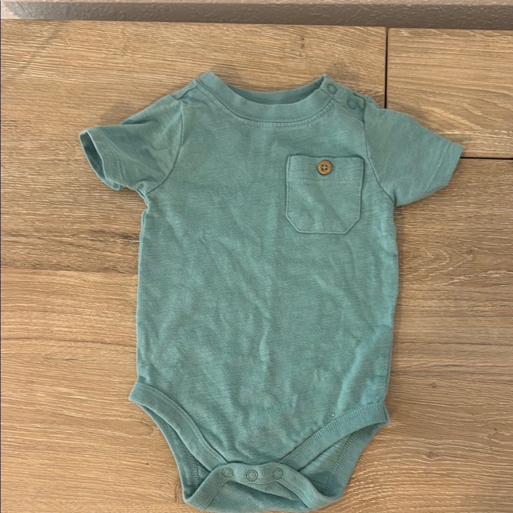Teal Baby Onesie with Pocket SIZE 12 MONTHS